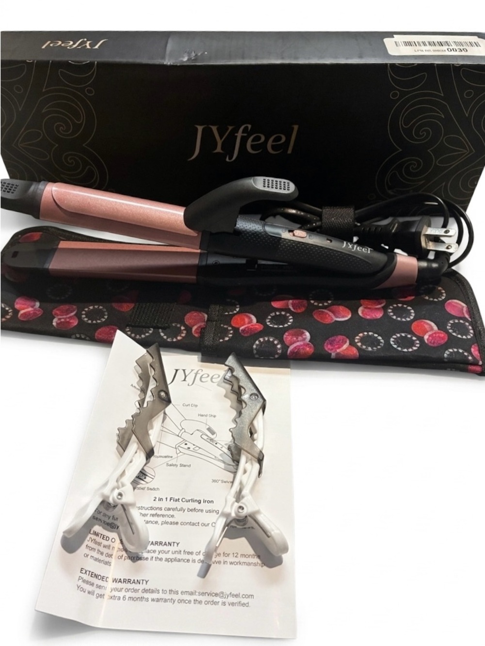 JYfeel 2 in 1 Hair Straightener and Curler combo in rose gold.